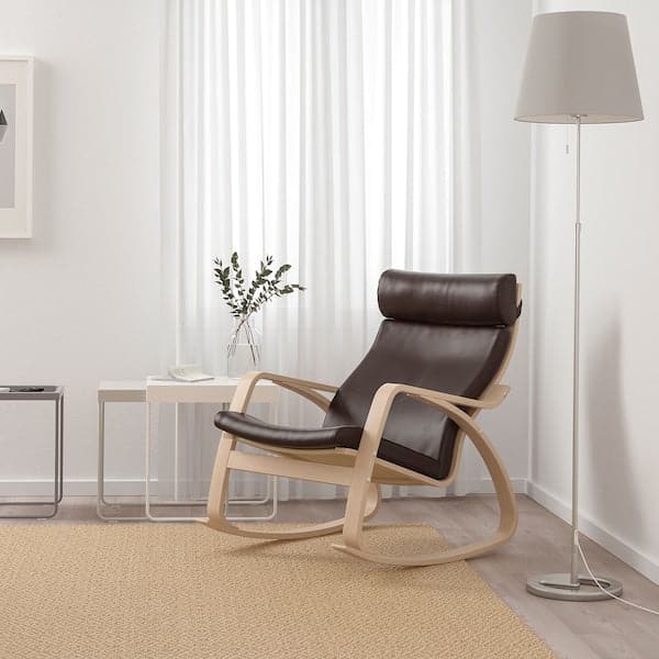 Ikea POÄNG - Rocking chair, veneered oak mord white/Glose dark brown ,