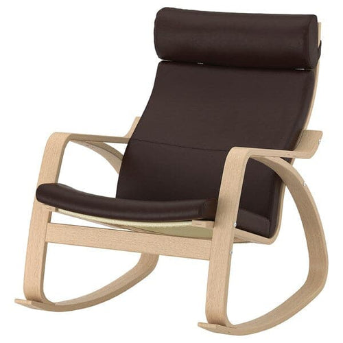 POÄNG - Rocking chair, veneered oak mord white/Glose dark brown ,