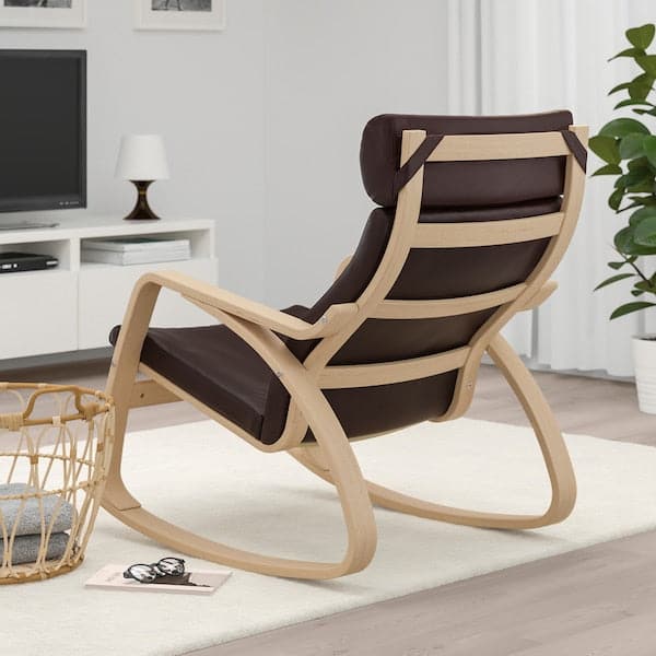 Ikea POÄNG - Rocking chair, veneered oak mord white/Glose dark brown ,