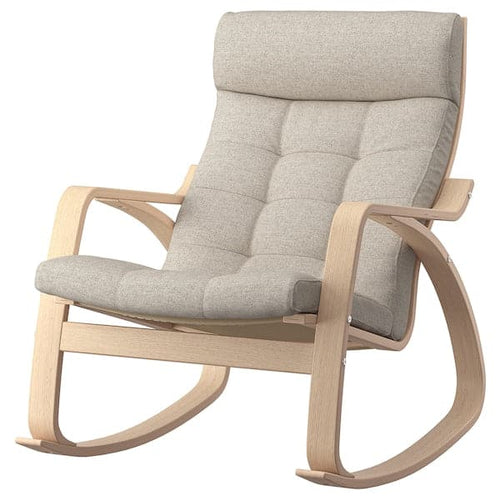 POÄNG - Rocking chair, mord white oak veneer/Gunnared beige ,