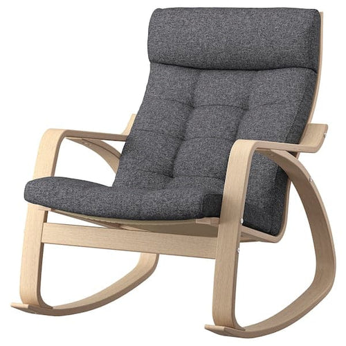 POÄNG - Rocking chair, mord white oak veneer/Gunnared dark grey ,