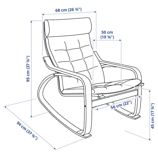 Ikea POÄNG - Rocking chair, mord white oak veneer/Gunnared light green ,