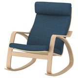 POÄNG rocking-chair, white stained oak veneer/Hillared dark blue, 68x95x94 cm