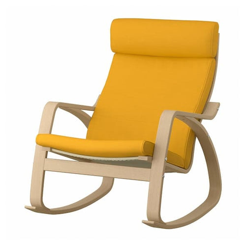 POÄNG Rocking chair - veneered white mord oak/yellow Skiftebo