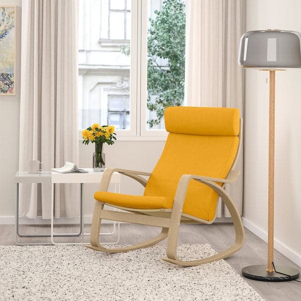 POÄNG Rocking chair - veneered white mord oak/yellow Skiftebo - best price from Maltashopper.com 19395860
