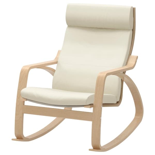 Ikea POÄNG - Rocking chair, birch veneer/ivory glose ,
