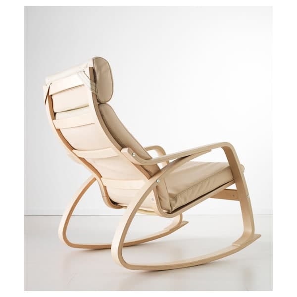 Ikea POÄNG - Rocking chair, birch veneer/ivory glose ,