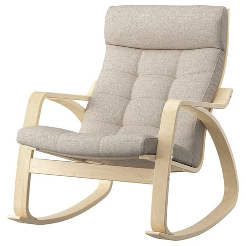 POÄNG - Rocking chair, birch veneer/Gunnared beige ,