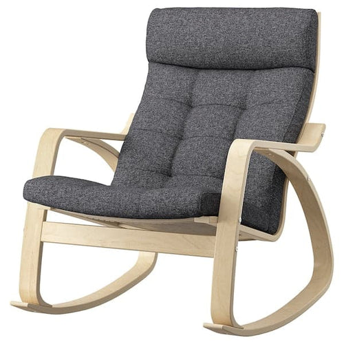 POÄNG - Rocking chair, birch veneer/Gunnared dark grey ,