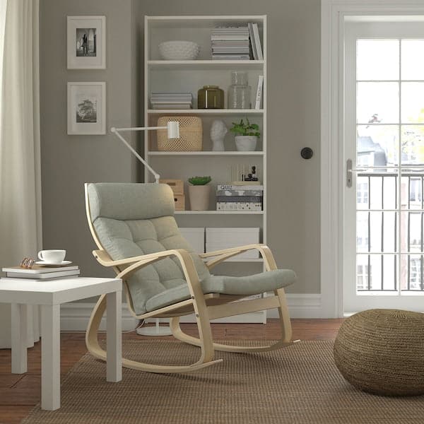 Ikea POÄNG - Rocking chair, birch veneer/Gunnared light green ,