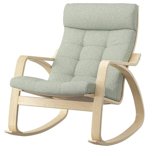 POÄNG - Rocking chair, birch veneer/Gunnared light green ,