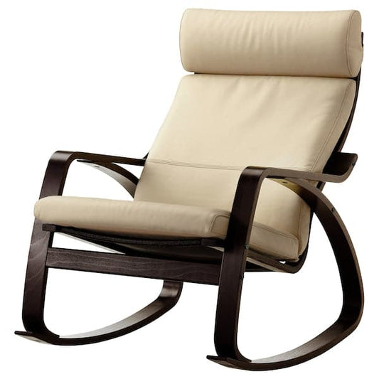 POÄNG - Rocking chair, brown-black/Glose ivory , - best price from Maltashopper.com 89429324