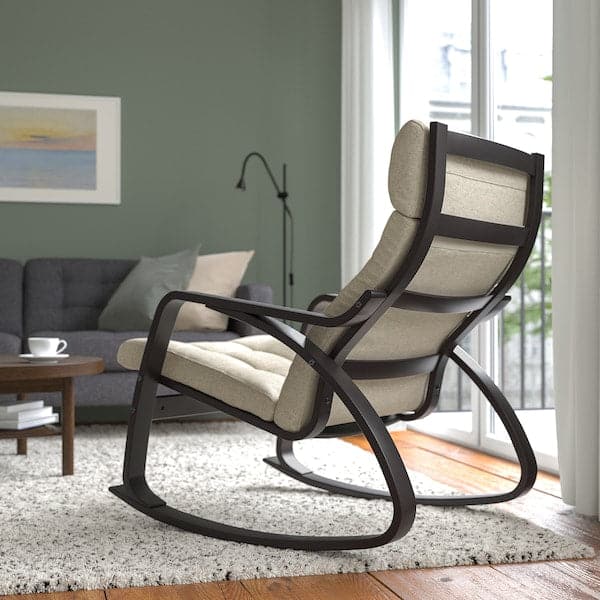 POÄNG - Rocking chair, black-brown/Gunnared beige , - best price from Maltashopper.com 89502041