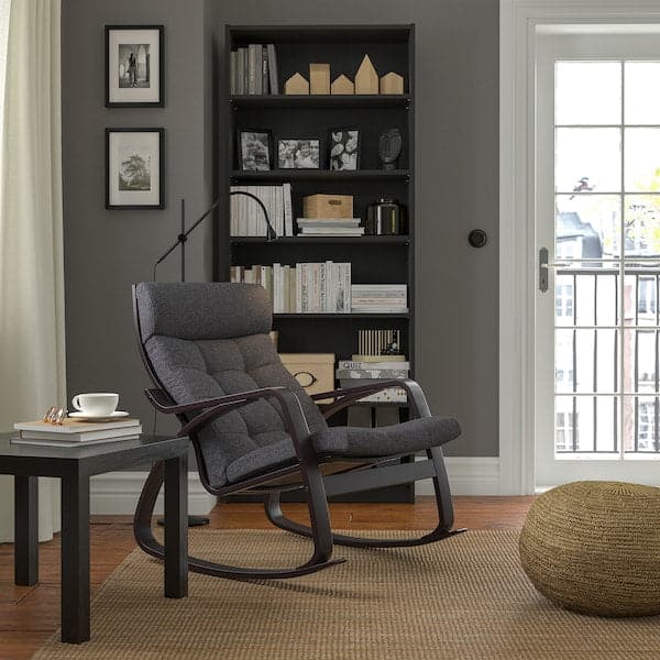 POÄNG - Rocking chair, black-brown/Gunnared grey , - best price from Maltashopper.com 29502119