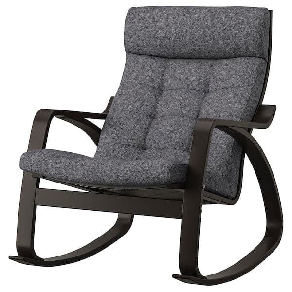 POÄNG - Rocking chair, black-brown/Gunnared grey , - best price from Maltashopper.com 29502119