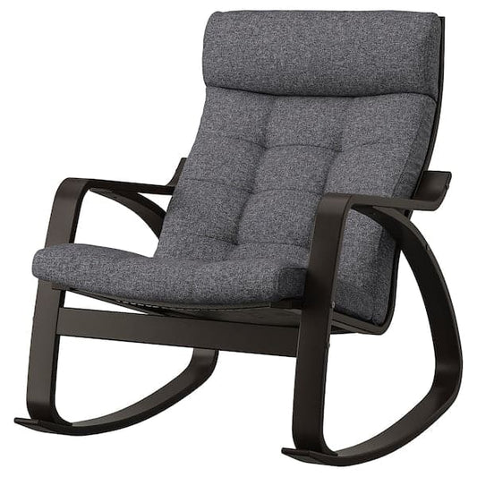 Ikea POÄNG - Rocking chair, black-brown/Gunnared grey ,