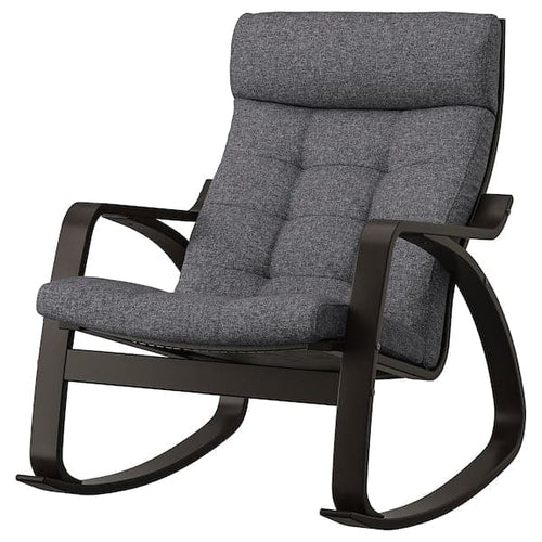 POÄNG - Rocking chair, black-brown/Gunnared grey ,