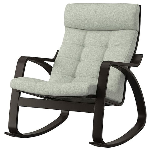 POÄNG - Rocking chair, black-brown/Gunnared light green ,