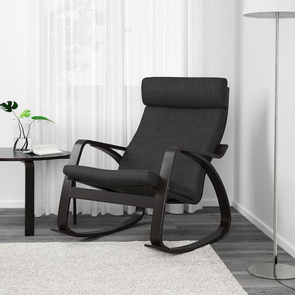 POÄNG Rocking chair - black-brown/Hillared anthracite , - best price from Maltashopper.com 29429124