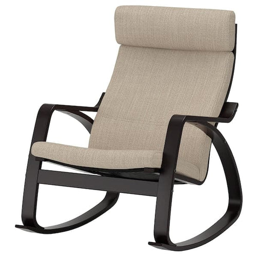POÄNG Rocking chair - black-brown/Hillared beige ,