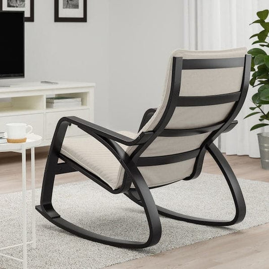 POÄNG Rocking chair - black-brown/Knisa light beige , - best price from Maltashopper.com 09429257