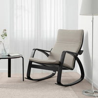 POÄNG Rocking chair - black-brown/Knisa light beige , - best price from Maltashopper.com 09429257