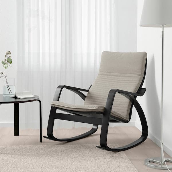 POÄNG Rocking chair - black-brown/Knisa light beige , - best price from Maltashopper.com 09429257