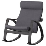 POÄNG rocking-chair, black-brown/Skiftebo dark grey, 68x95x94 cm