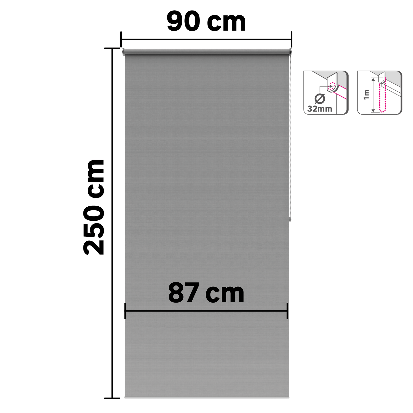 Bricocenter SAMBA GREY GRANITE FILTER ROLLER BLIND 90X250CM