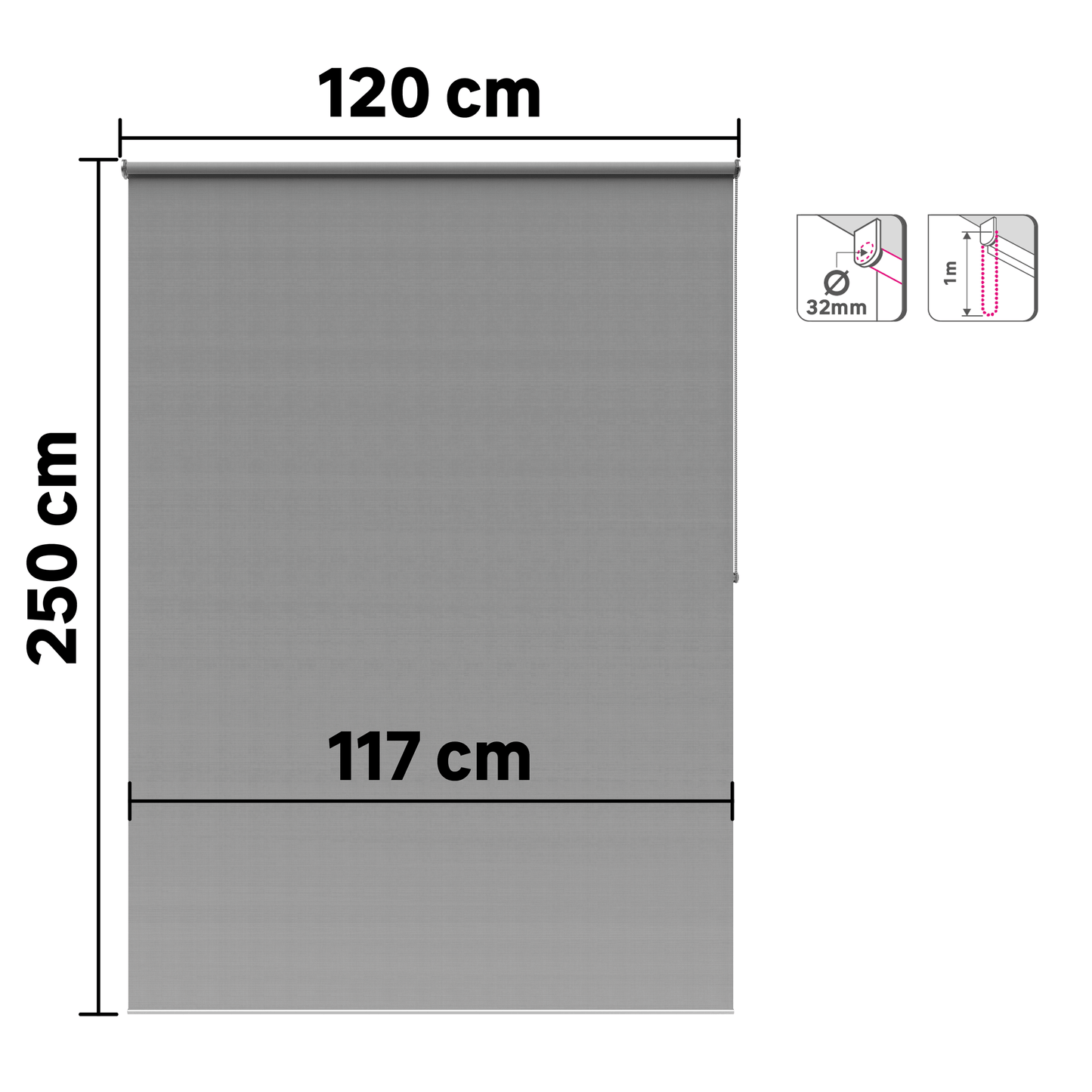 Bricocenter SAMBA GREY GRANITE FILTER ROLLER BLIND 120X250CM