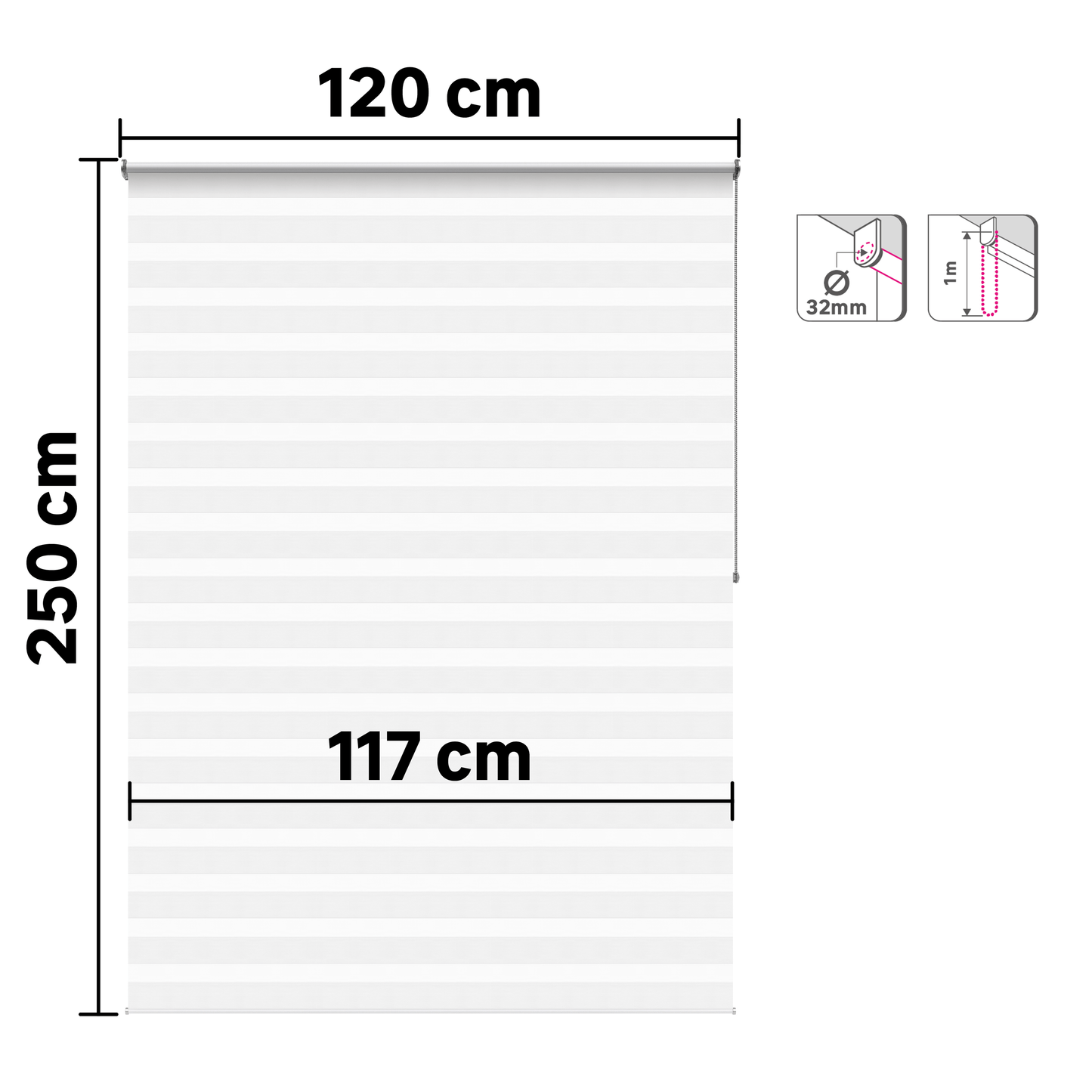 Bricocenter BOLERO ROLLER BLIND NIGHT&amp;DAY WHITE 120X250CM