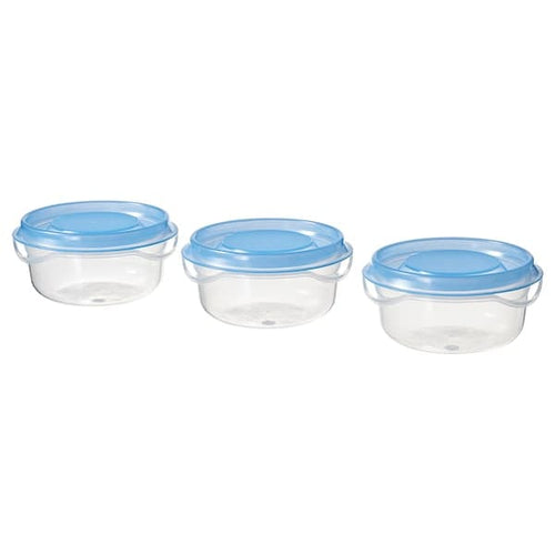 PRUTA - Food container, transparent/blue, 70 ml