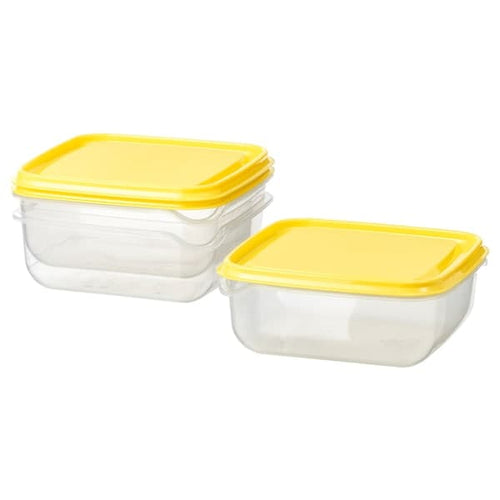 PRUTA - Food container, transparent/yellow, 0.6 l