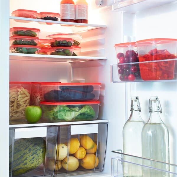 PRUTA Set of 17 food containers - transparent/orange