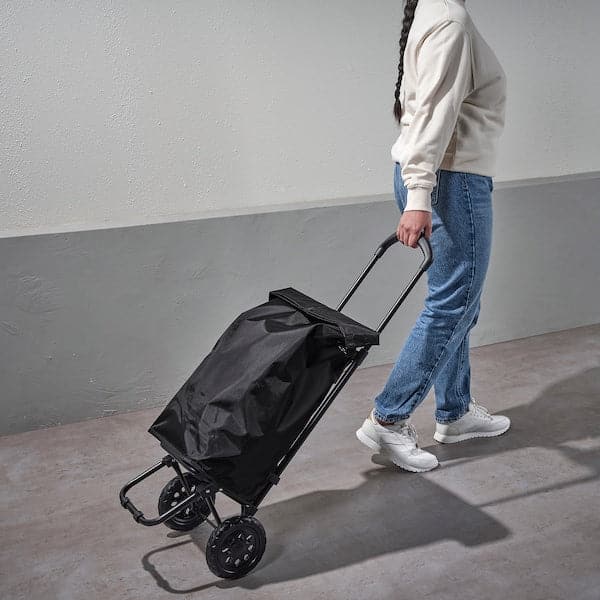 Ikea RADARBULLE - Shopping bag on wheels, black, 33x24x68 cm/38 l