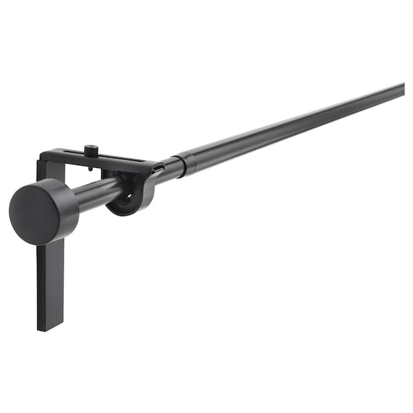 RÄCKA - Curtain rod combination, black, 120-210 cm