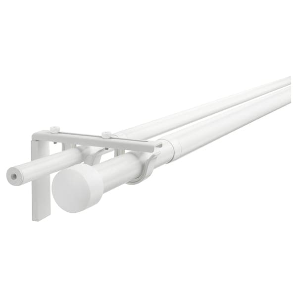 RÄCKA / HUGAD - Double curtain rod combination, white, 120-210 cm