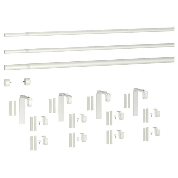 RÄCKA / HUGAD - Triple curtain rod combination, white, 210-385 cm - best price from Maltashopper.com 79929586