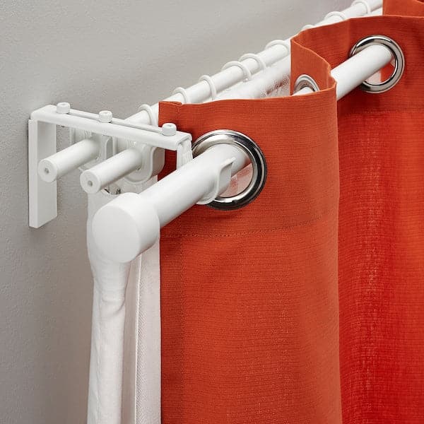 RÄCKA / HUGAD - Triple curtain rod combination, white, 120-210 cm - best price from Maltashopper.com 79399596