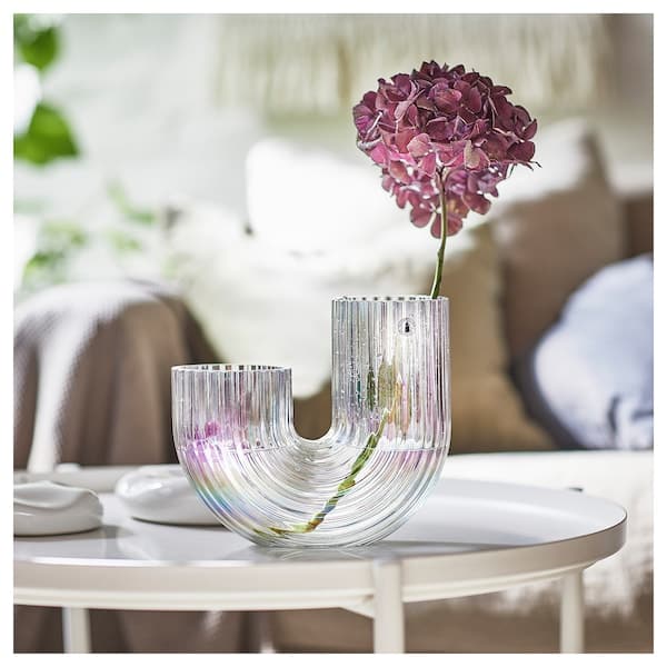 Ikea RÄFFELBJÖRK - Vase, mother-of-pearl colour, 20 cm