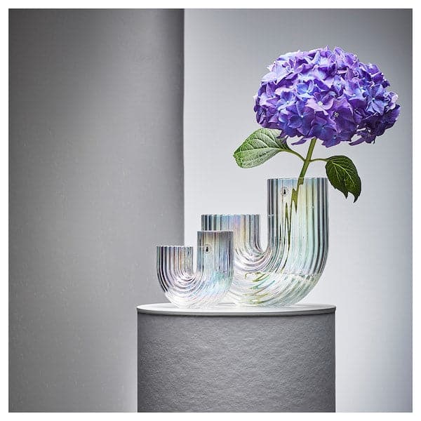 RÄFFELBJÖRK - Vase, mother-of-pearl colour, 12 cm