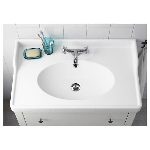 RÄTTVIKEN - Single wash-basin, white, 82x49x6 cm - best price from Maltashopper.com 10216575