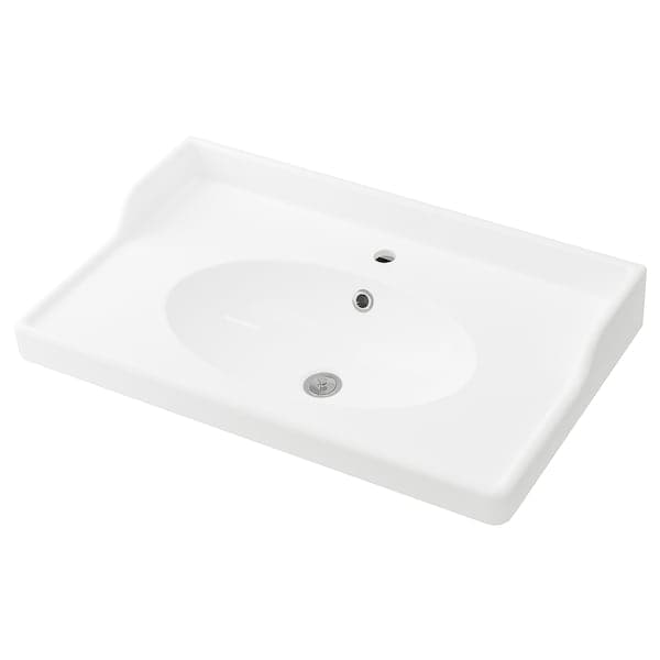 RÄTTVIKEN - Single wash-basin, white, 82x49x6 cm - best price from Maltashopper.com 10216575