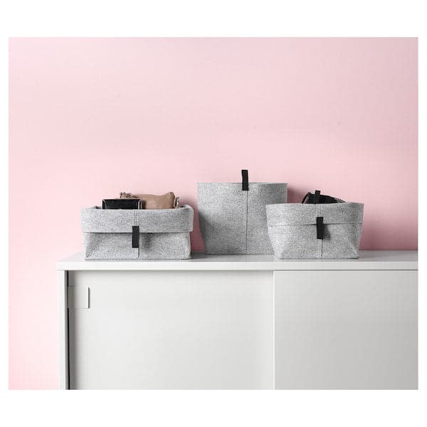 Ikea RAGGISAR - Basket, set of 3, grey