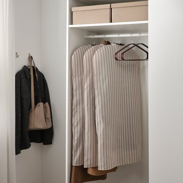 Ikea RÅGODLING - Clothes cover, textile striped/beige anthracite