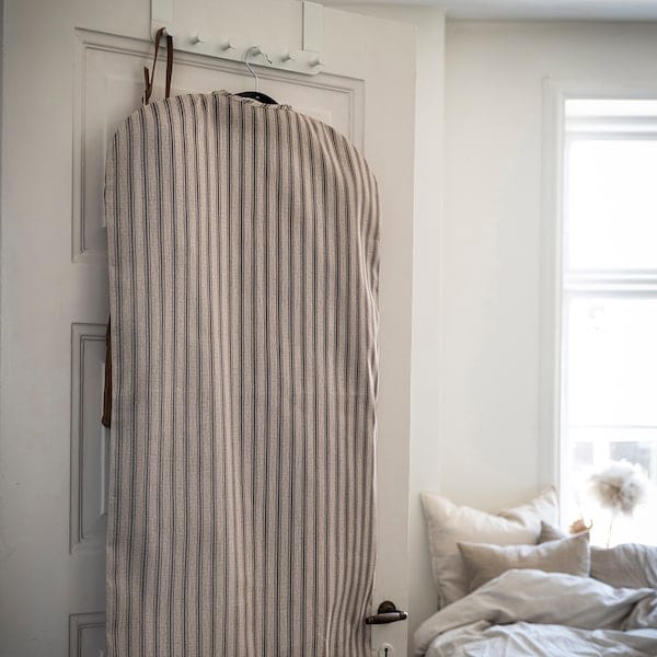 Ikea RÅGODLING - Clothes cover, textile striped/beige anthracite