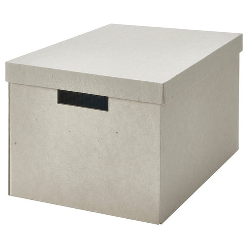 RÅGODLING - Storage box with lid, natural colour/beige, 25x35x20 cm