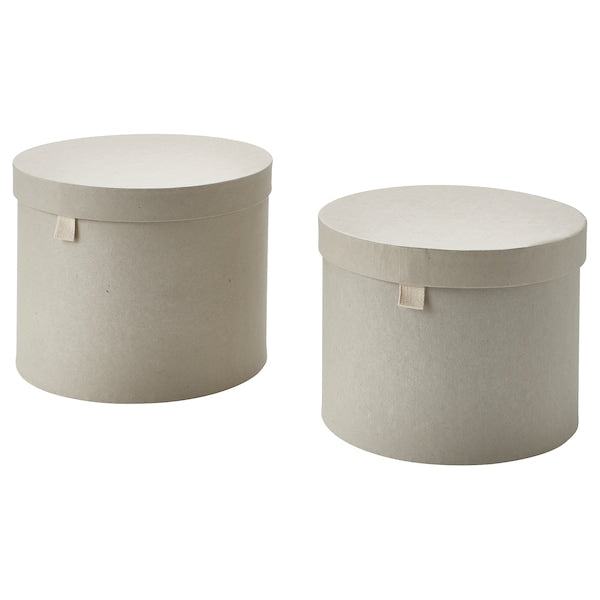 RÅGODLING - Storage box with lid, set of 2, natural colour/beige - best price from Maltashopper.com 90565805