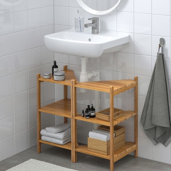 Ikea RÅGRUND / BJÖRKÅN - Corner vanity unit/shelf, bamboo