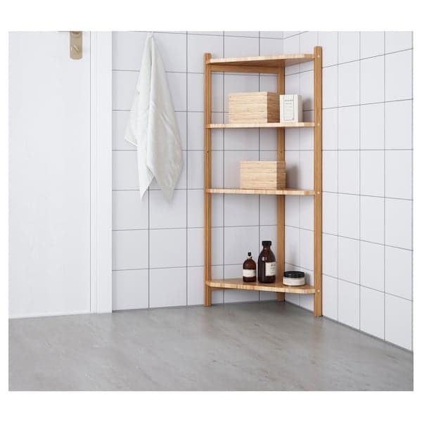 RÅGRUND Corner shelf - bamboo 34x99 cm
